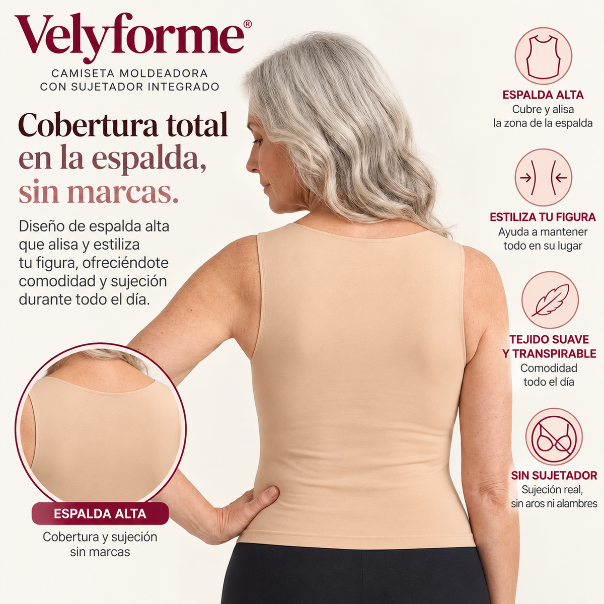 Velyforme - Camiseta con Sujetador Integrado